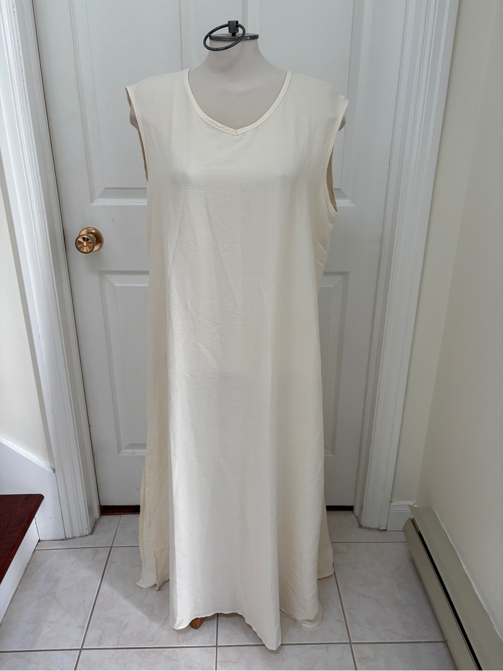 Cream Sleeveless Long Maxi Dress plus size